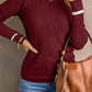 Round Neck Contrast Long Sleeve Knit Top
