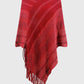 Striped Fringe Hem Hooded Poncho