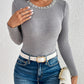 Pearl Trim Rib-Knit Top