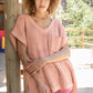 POL Rib-Knit V-Neck Slit High-Low Short Sleeve Sweater