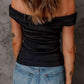 Off-Shoulder Ribbed Crisscross Top