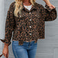 Leopard Button Up Dropped Shoulder Denim Jacket