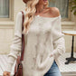 Boat Neck Dropped Shoulder Knit Top