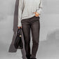 Surplice Dropped Shoulder Long Sleeve Sweater