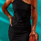 Ribbed One-Shoulder Sleeveless Mini Dress