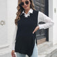 Frayed Hem Slit Sweater Vest