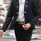 Buttoned Lapel Collar Long Sleeve Blazer