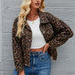 Leopard Button Up Dropped Shoulder Denim Jacket