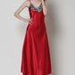 Full Size Lace Trim V-Neck Spaghetti Strap Satin Night Dress