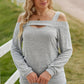 Heathered Cold-Shoulder Long Sleeve Top