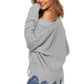 Off-Shoulder Ribbed Long Sleeve Raw Hem Sweater