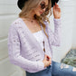 Open Front Cuffed Cropped Cardigan