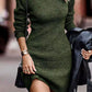 Rib-Knit Round Neck Sweater Dress