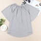 Gathered Detail Notched Neck Flutter Sleeve Top