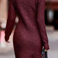 Rib-Knit Round Neck Sweater Dress