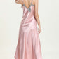 Full Size Lace Trim V-Neck Spaghetti Strap Satin Night Dress