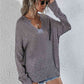 Notched Neck Slit Knit Top