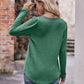 Pleated Detail Curved Hem Long Sleeve Top