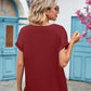 V-Neck Cuffed Blouse