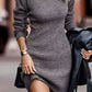 Rib-Knit Round Neck Sweater Dress