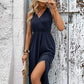 Surplice Neck Slit Sleeveless Dress