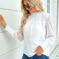 Swiss Dot Smocked Mock Neck Blouse