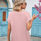 V-Neck Cuffed Blouse
