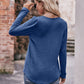 Pleated Detail Curved Hem Long Sleeve Top