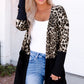 Leopard Color Block Open Front Longline Top