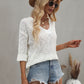 Notched Side Slit Drop Shoulder Sweater