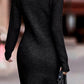Rib-Knit Round Neck Sweater Dress